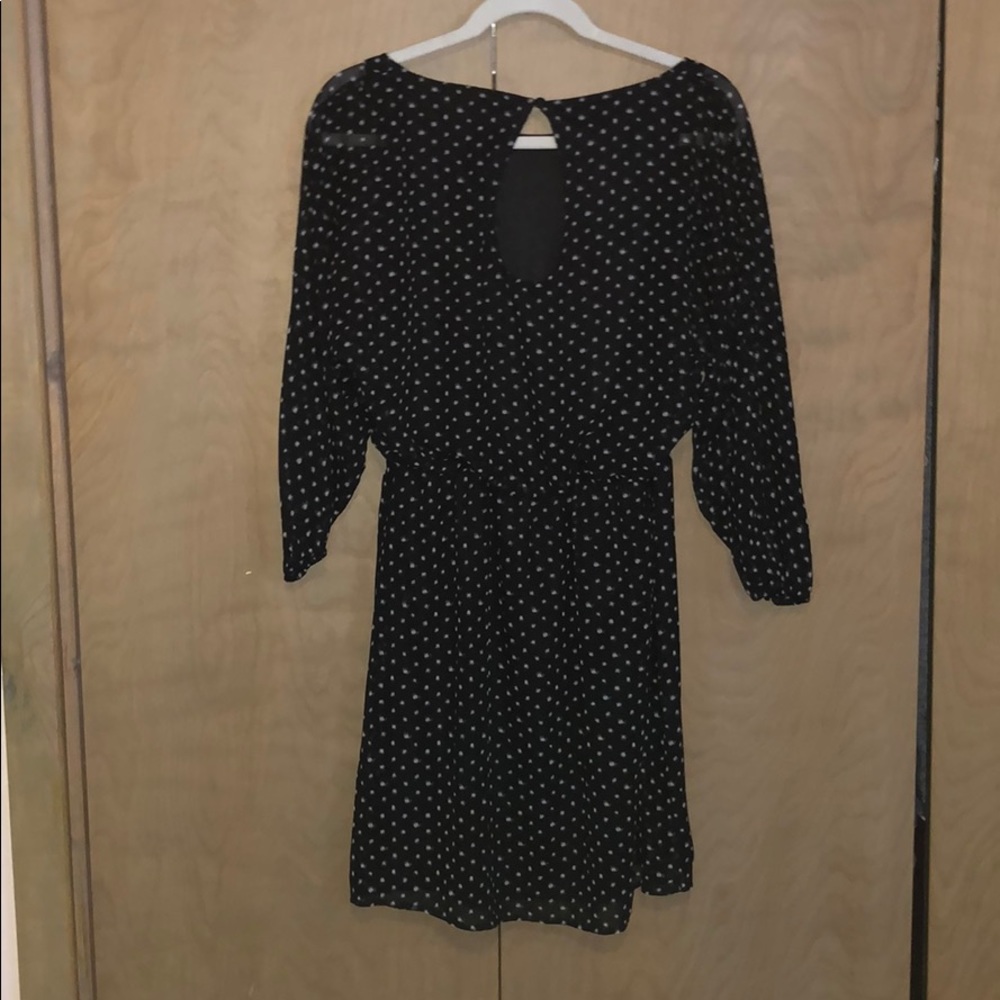 Black Patterened 3/4 Dress